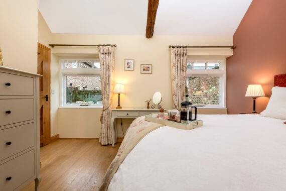 tea tray on a bed 