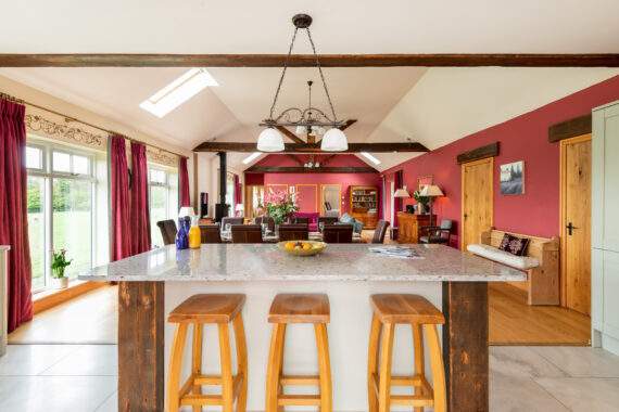 large granite island in the kitchen 