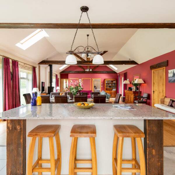 large granite island in the kitchen