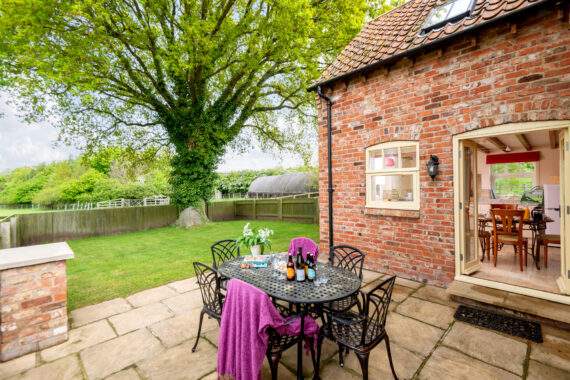 Private enclosed garden at the Forge, views over the fields 