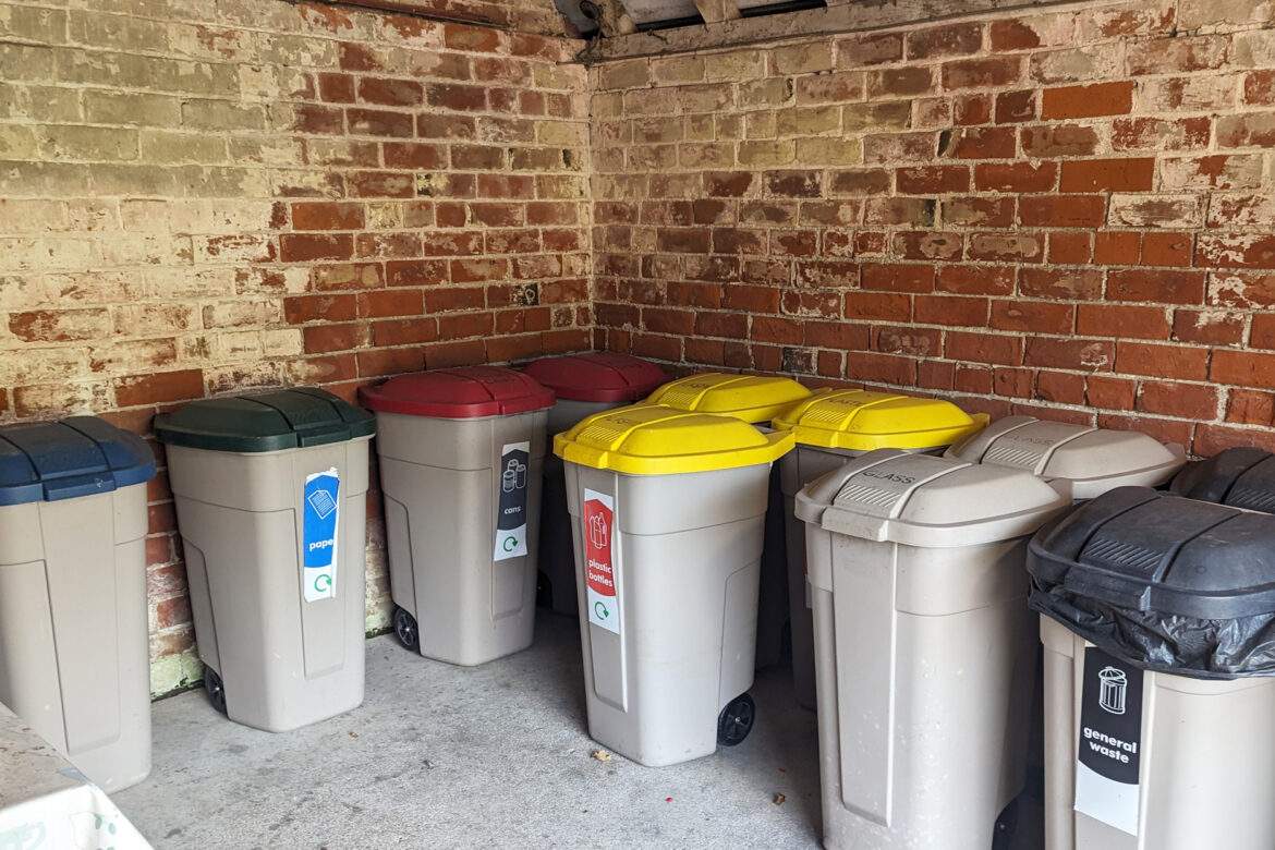 Colour coded bins in the recycling centre