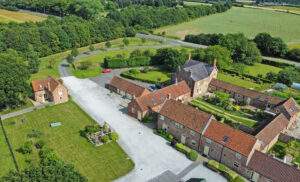 View of the cottages at Broadgate Farm from above
