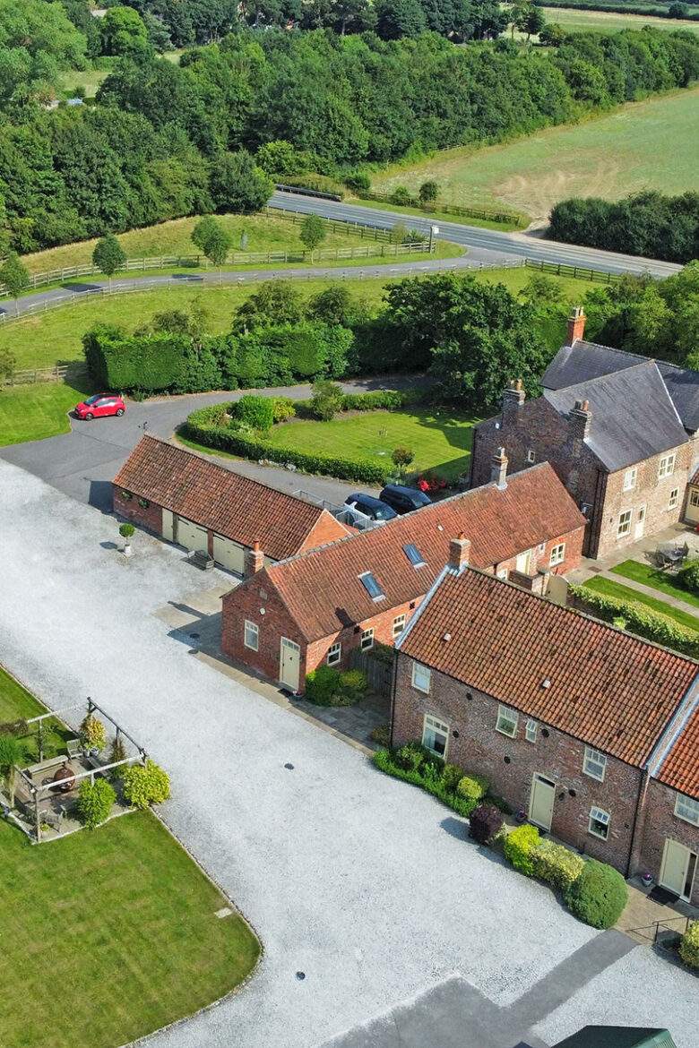 View of the cottages at Broadgate Farm from above