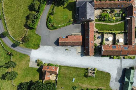 looking down on the cottages 