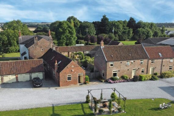 aerial view of broadgate farm self catering holiday cottages near beverley