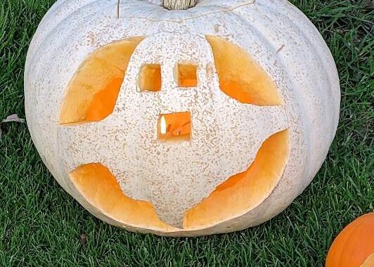 Ghost carved pumpkin
