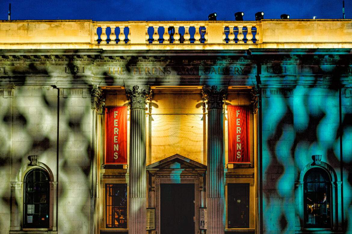 ferens art gallery lit up at night